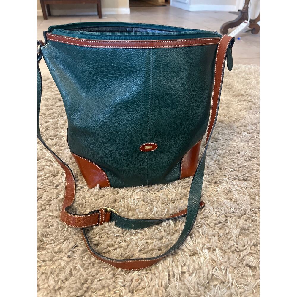 Vintage Bally leather two-tone shoulder  crossbody bag  with brown trim